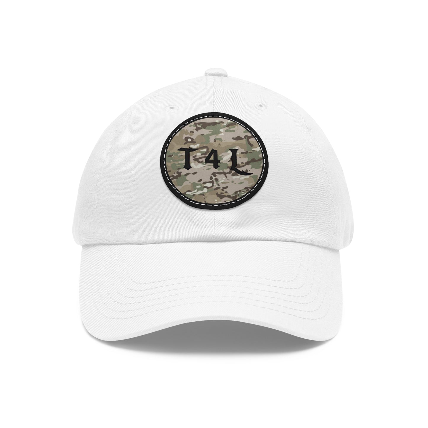 Modern Camo Dad Hat with Leather Patch (Round)