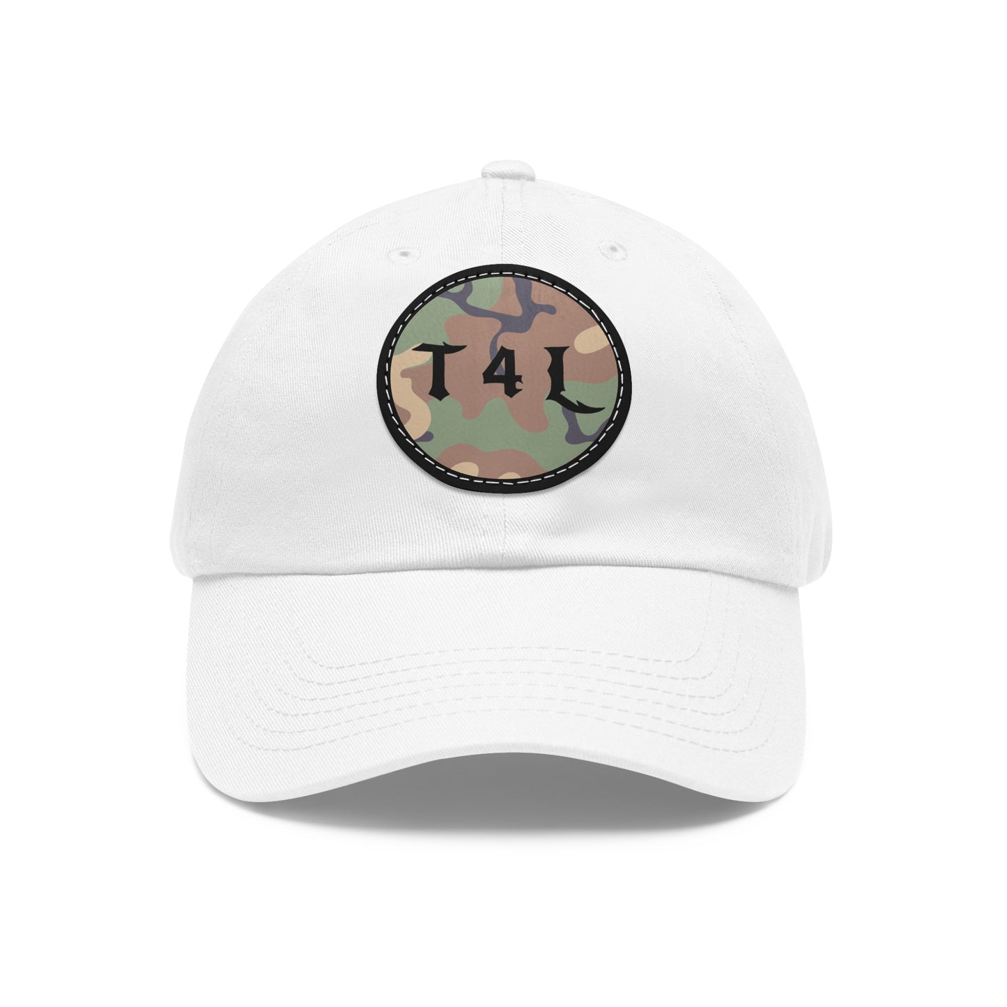 Woodland Camo Dad Hat with Leather Patch (Round)