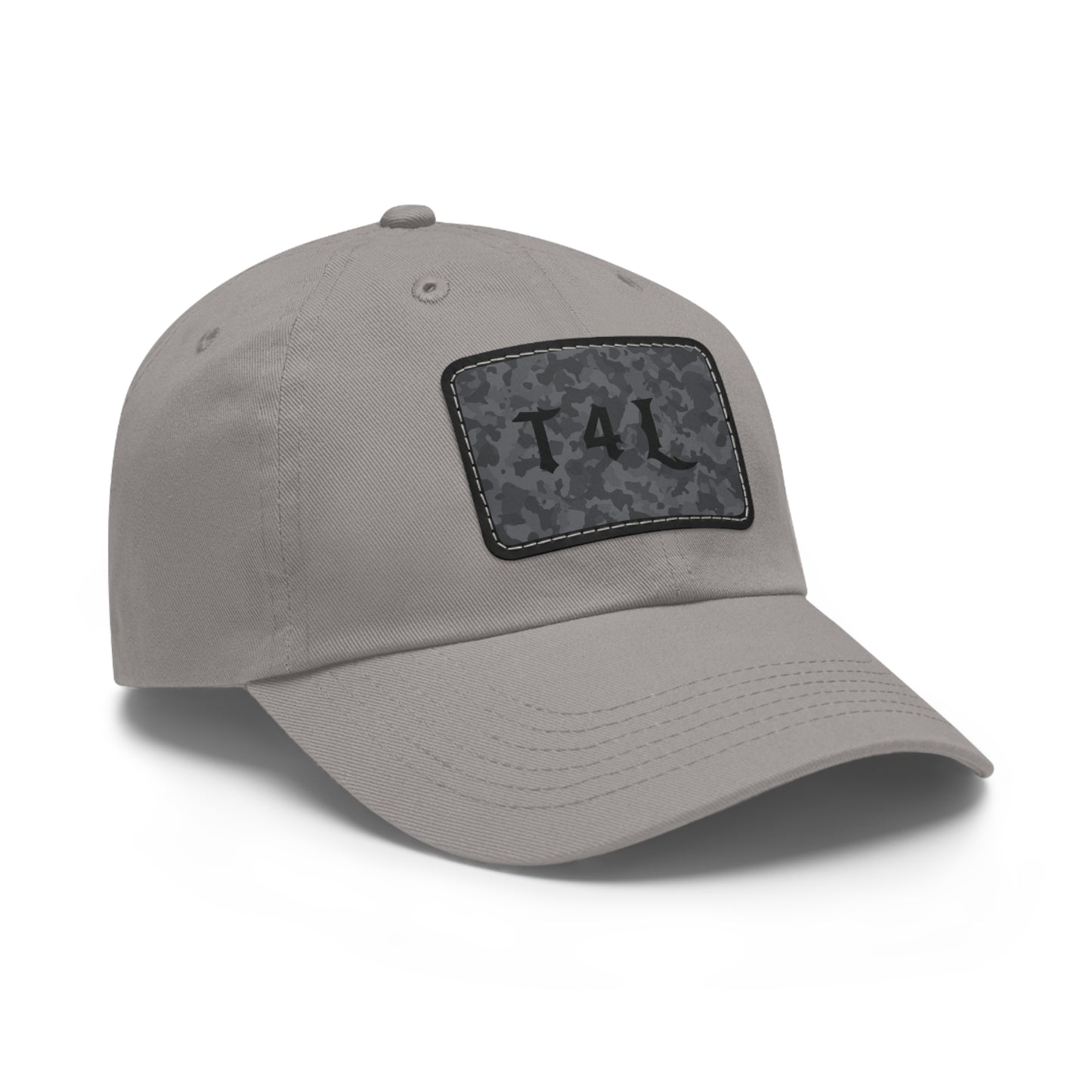 Black Camo Dad Hat with Leather Patch