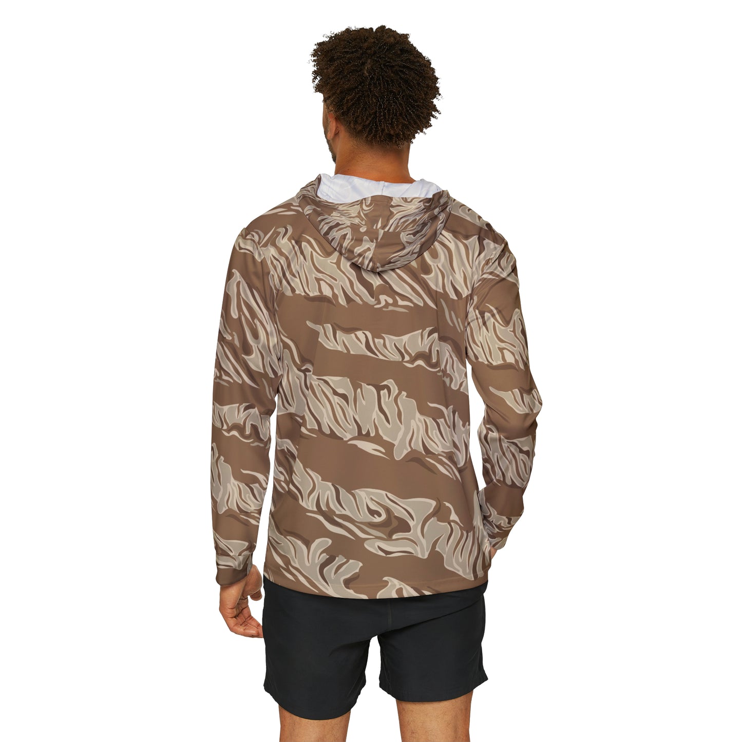 Brown Tiger Stripe Men's Sports Warmup Hoodie