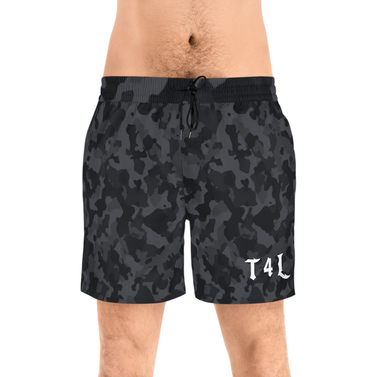 Black Camo Men's Mid-Length Swim Shorts