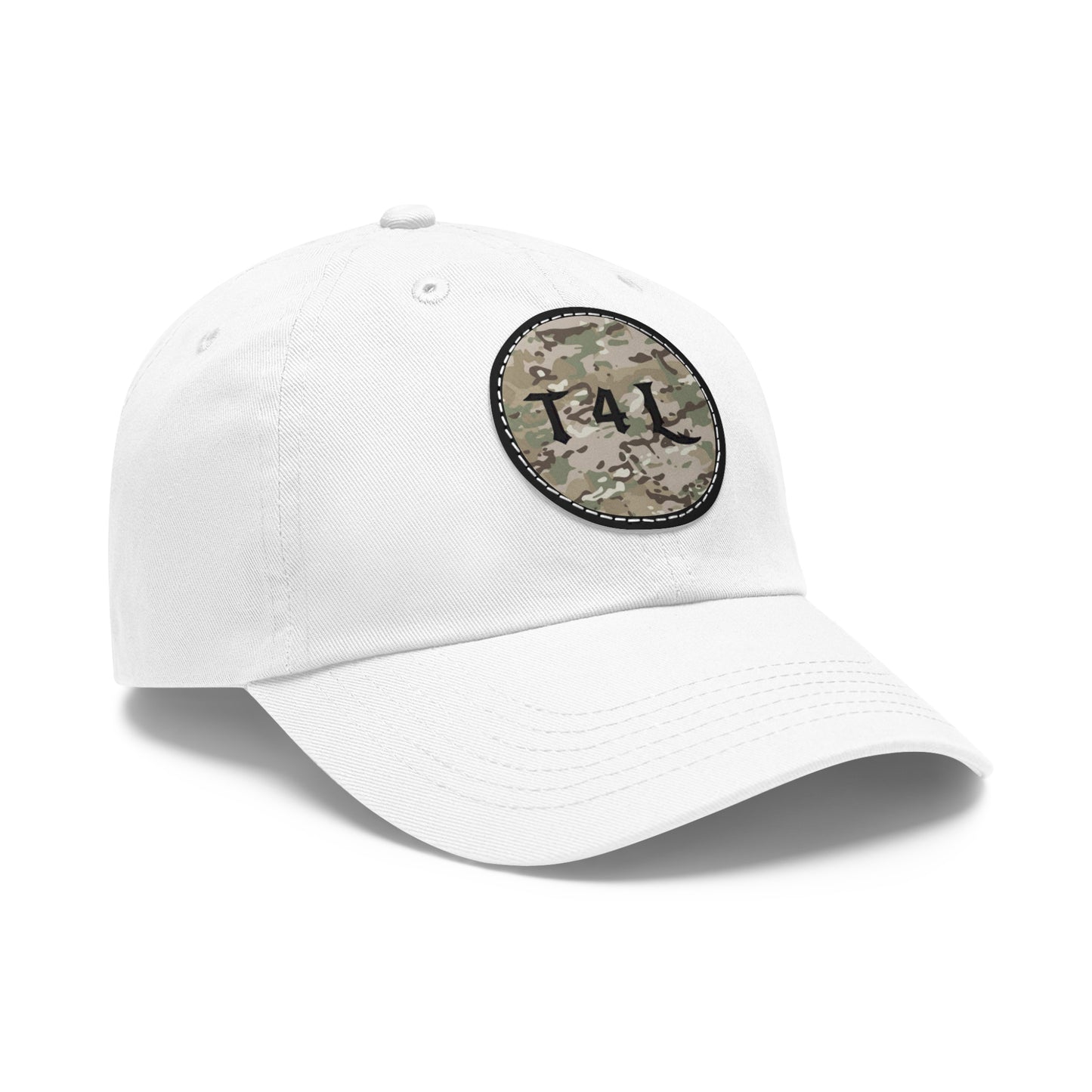 Modern Camo Dad Hat with Leather Patch (Round)