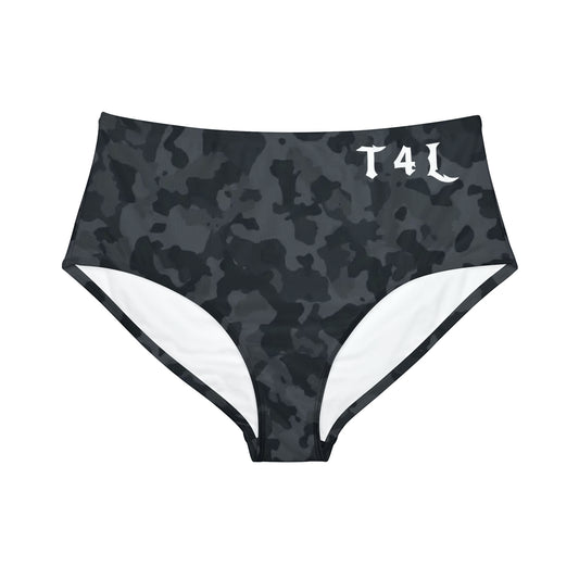 Black Camo High-Waist Hipster Bikini Bottom