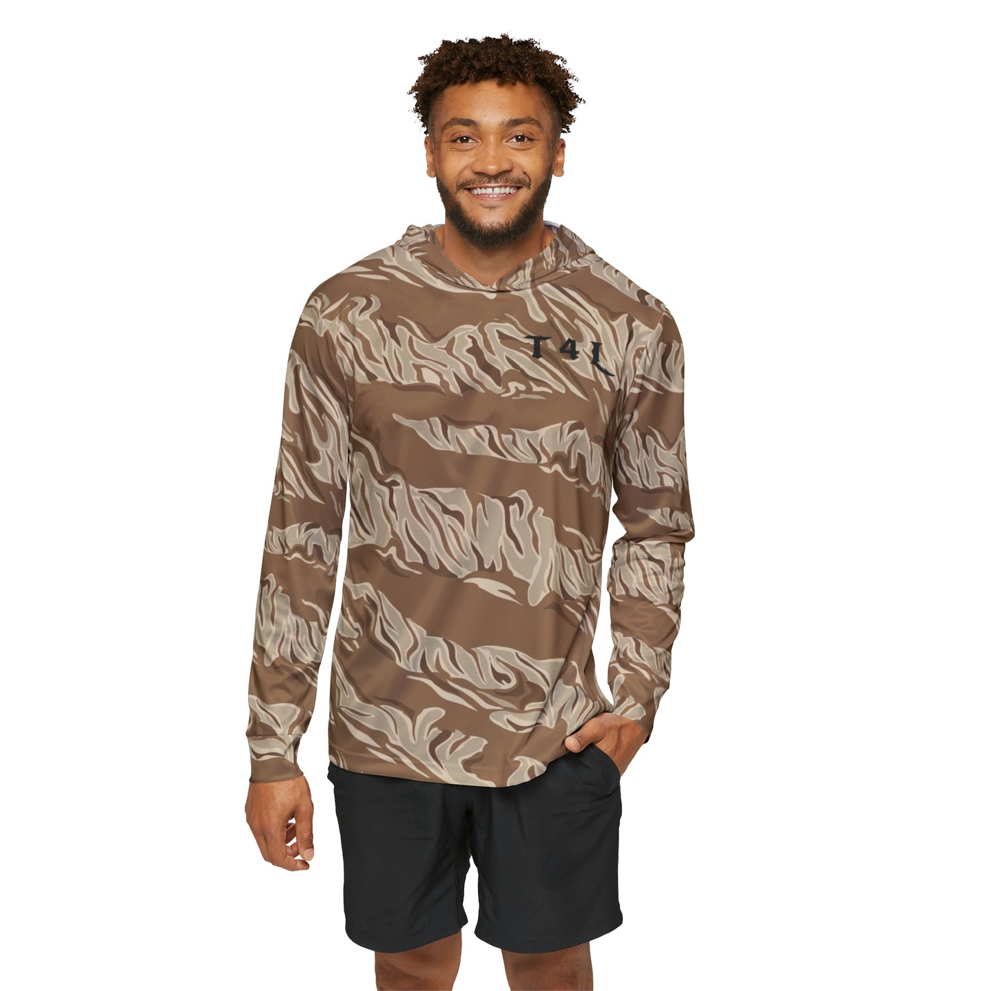 Brown Tiger Stripe Men's Sports Warmup Hoodie