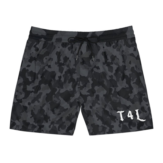 Black Camo Men's Mid-Length Swim Shorts