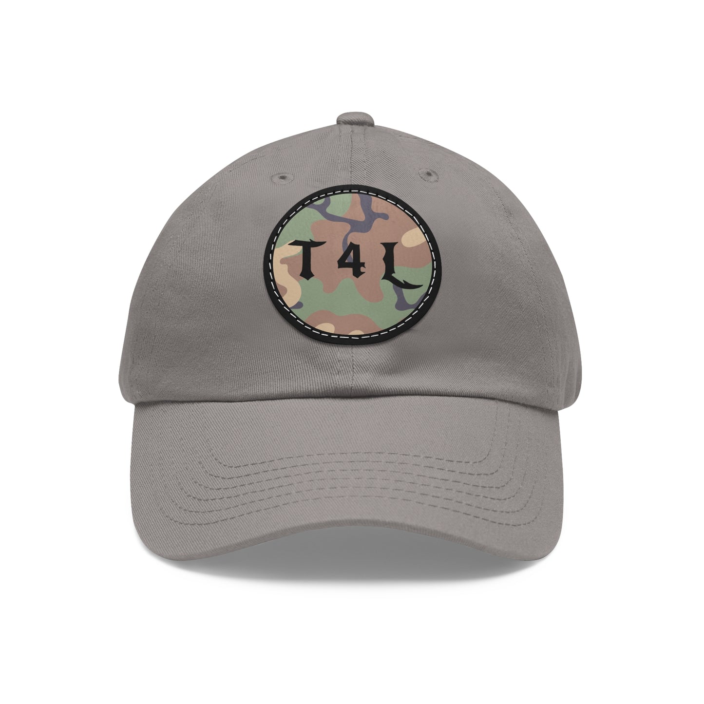 Woodland Camo Dad Hat with Leather Patch (Round)