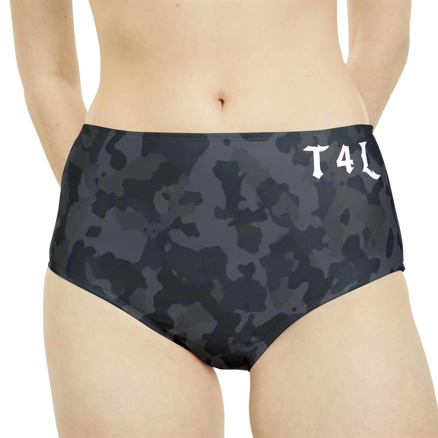 Black Camo High-Waist Hipster Bikini Bottom