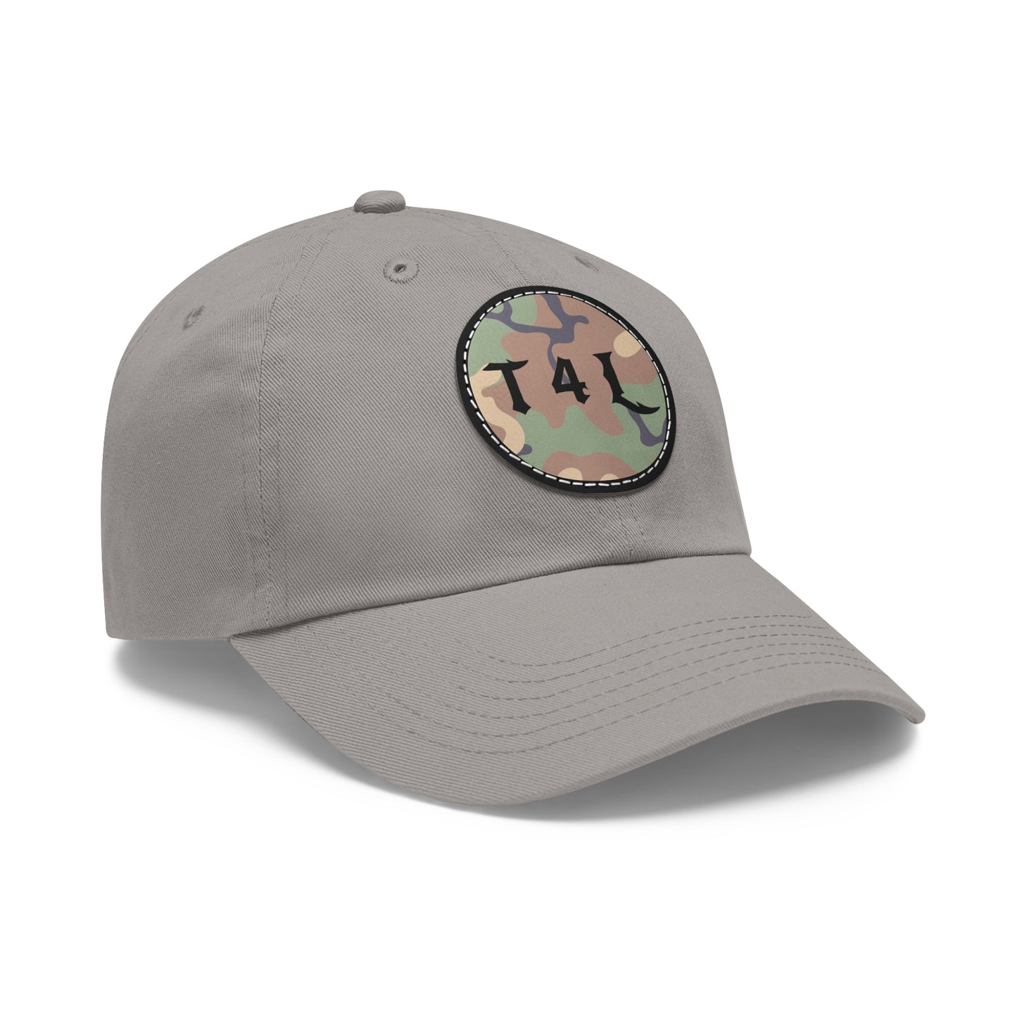 Woodland Camo Dad Hat with Leather Patch (Round)