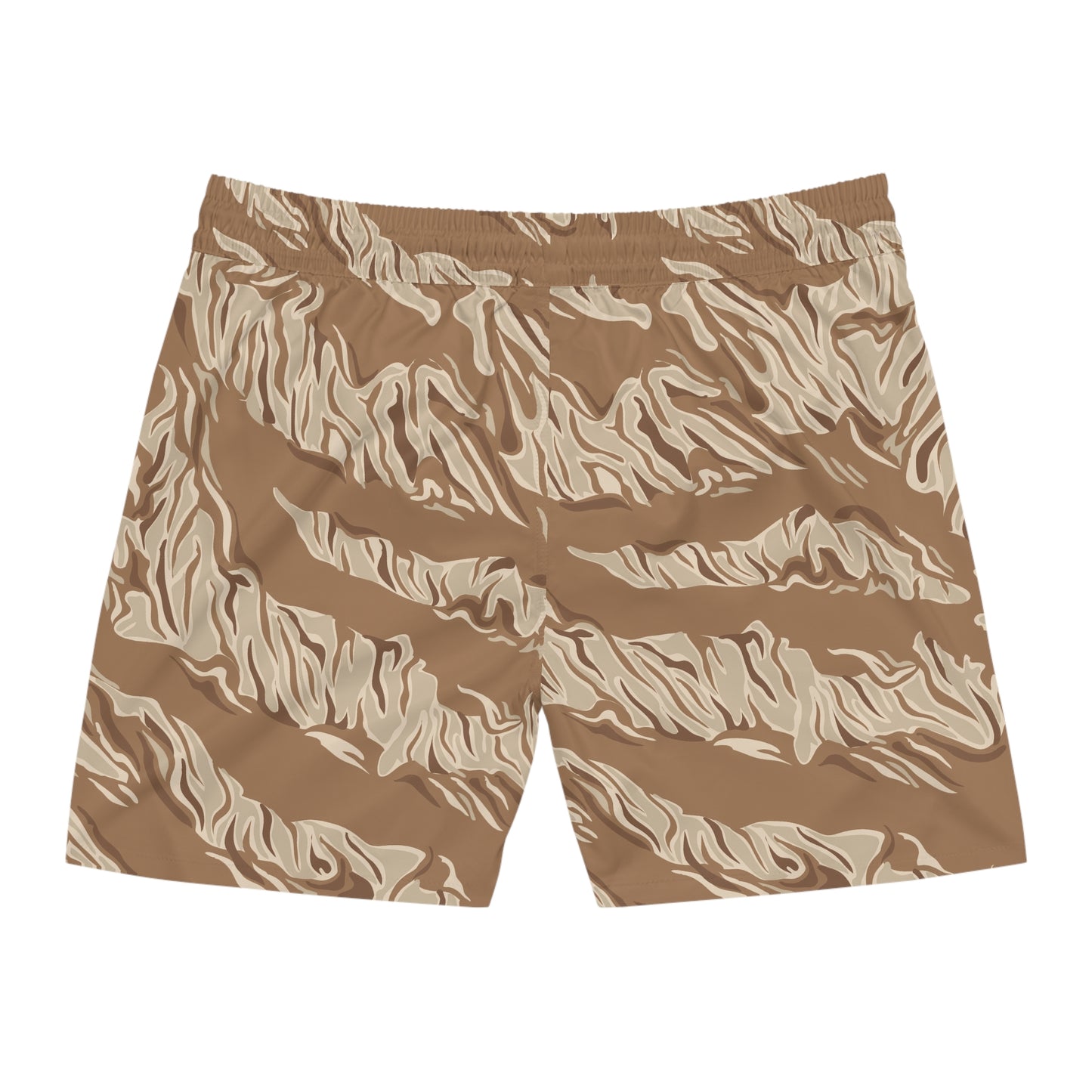 Brown Tiger Stripe Men's Mid-Length Swim Shorts