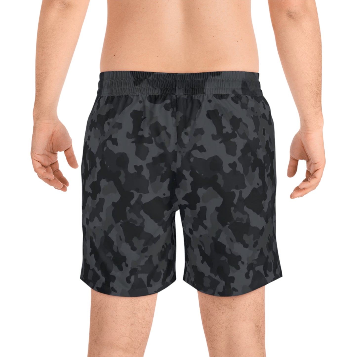 Black Camo Men's Mid-Length Swim Shorts