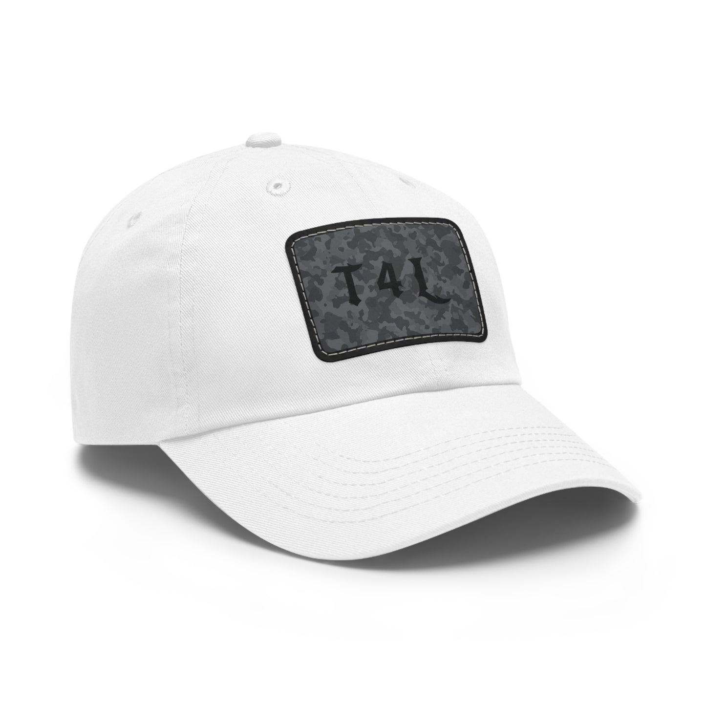 Black Camo Dad Hat with Leather Patch