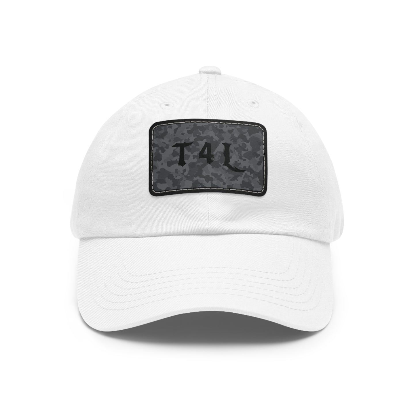 Black Camo Dad Hat with Leather Patch