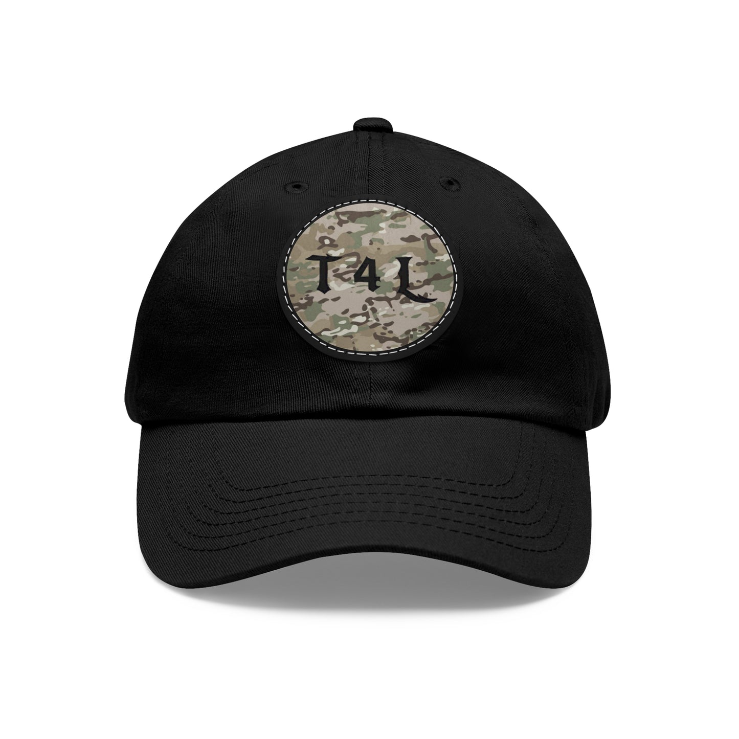 Modern Camo Dad Hat with Leather Patch (Round)