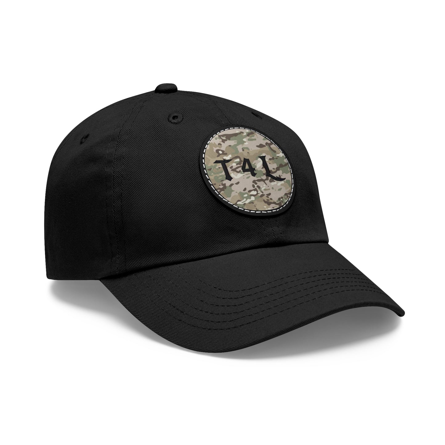 Modern Camo Dad Hat with Leather Patch (Round)