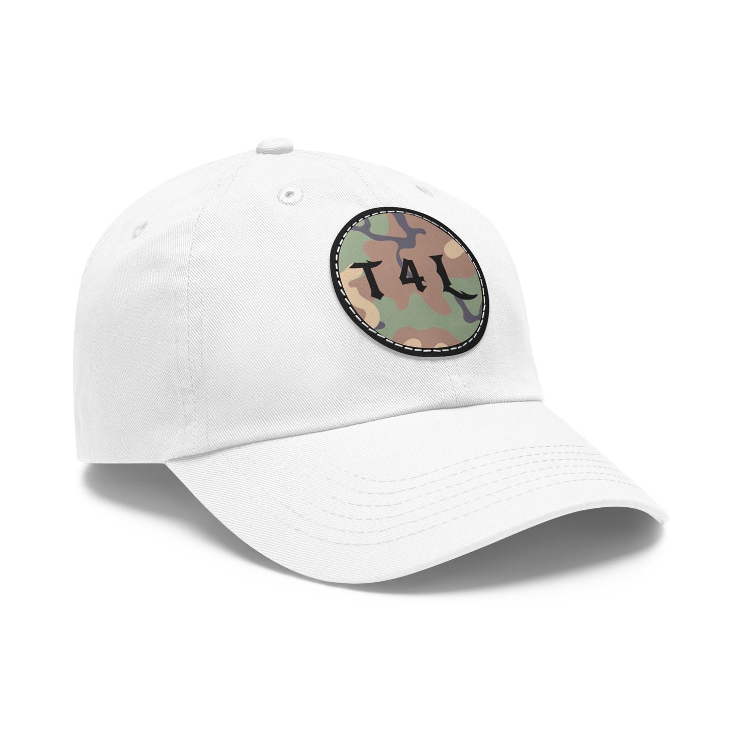 Woodland Camo Dad Hat with Leather Patch (Round)